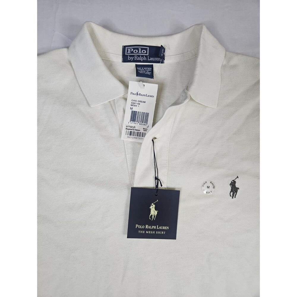 Polo Ralph Lauren Shirt Men's Size Medium Chic Cream Mesh Vintage NEW TAGS